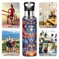 thumbnail image 7 of Yayeee 33oz Insulated Water Bottle Double Wall Stainless Steel with Flip Straw Lid, Blue Abstract Eagle, 7 of 7