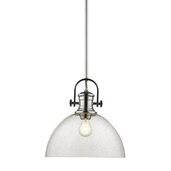 Yep by Golden Lighting Hines 1-light 14in Pendant in Chrome and Seeded Glass