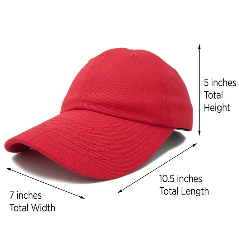 DALIX Unisex Unstructured Cotton Cap Adjustable Plain Hat in Red