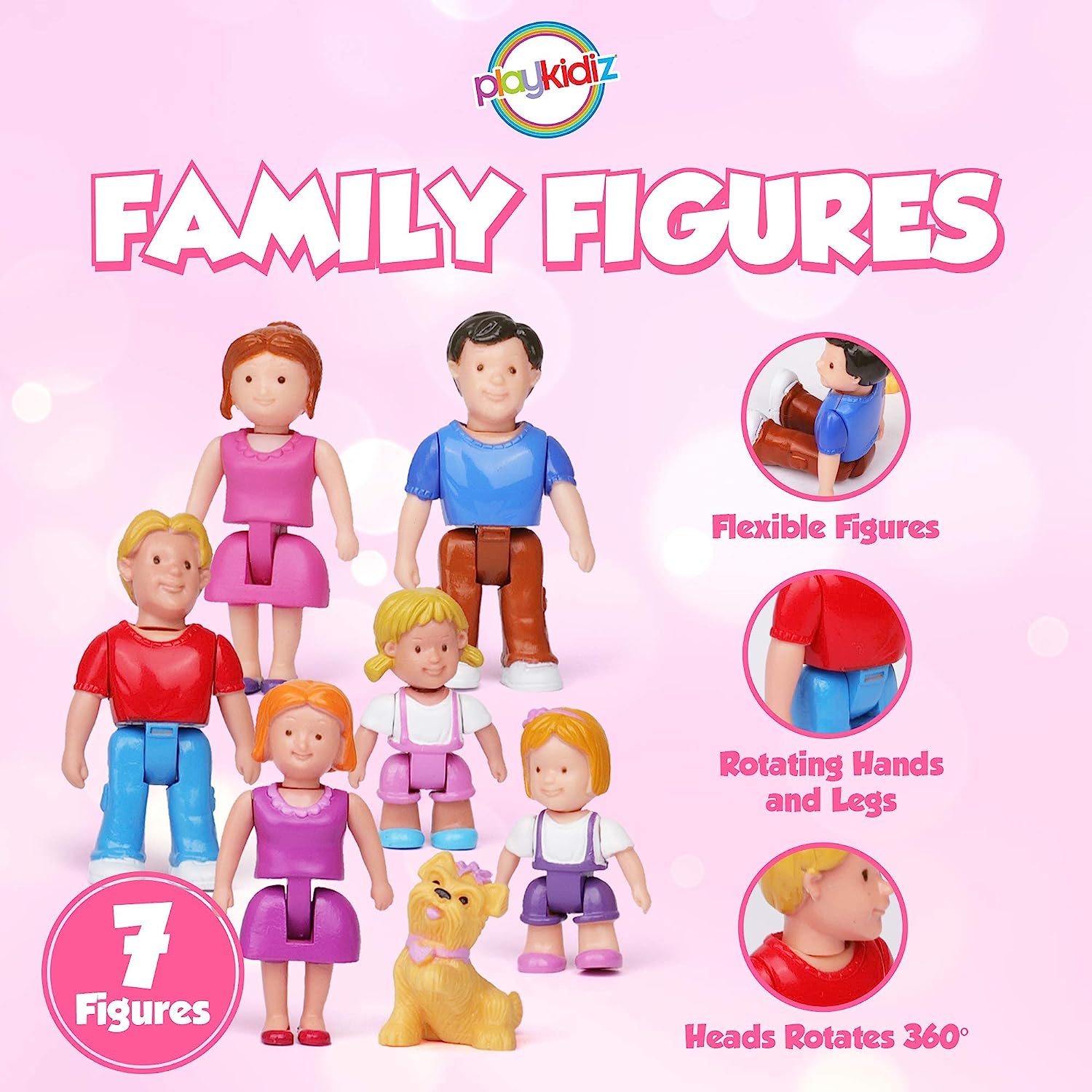 Playkidz Family Figures Dollhouse People Mini Toy Figures for Doll Houses, Set of 7 - image 2 of 7