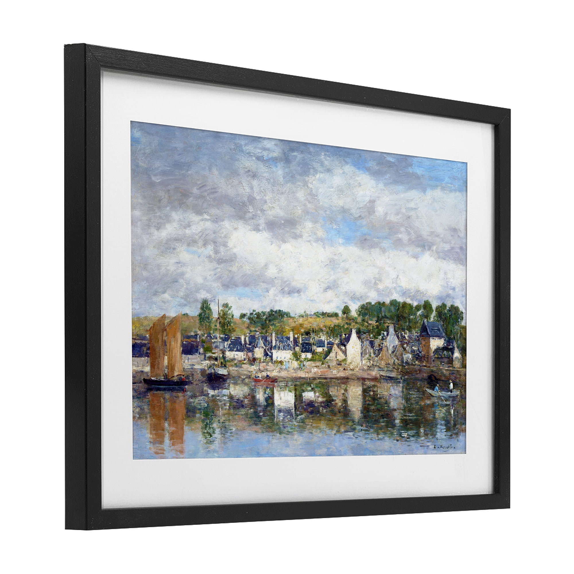 Stupell Industries Village By A River Black Framed Print Under Glass, design by Eugene Boudin