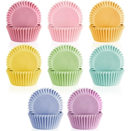 400 Pcs Cupcake Liners Rainbow Paper Cups Standard Size Pastel Muffin Cupcake Mold Cupcake Wrappers for Birthday Party Wedding Cake