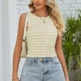 thumbnail image 3 of Wenyuyu Women’s Crop Tank Tops Sleeveless Fashion Popcorn Crewneck Shirts Summer Casual Solid Slim Fit Blouses Beige L, 3 of 6