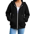 thumbnail image 4 of Hpapadks Womens Zip Up Hoodies Teen Girls Cozy Zipper Hoodie Soft Casual Street Style Zip Up Sweatshirt Women Black, 4 of 8