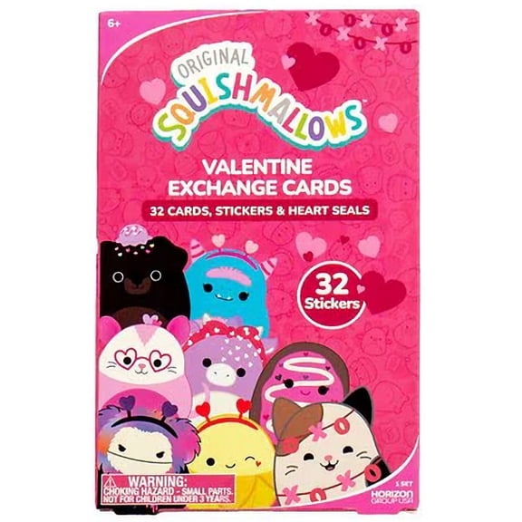 Squishmallows 32 Valentines Cards with Stickers