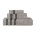 thumbnail image 3 of Superior Zero Twist Cotton Ribbed Geometric 3-Piece Towel Set, Ultra Soft Quick Dry, Grey, 3 of 12