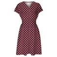 thumbnail image 5 of THDHVS Womens Summer Dresses,Women Summer V-Neck Solid Casual Short Sleeve Waisted Mini Dress Wine L, 5 of 6