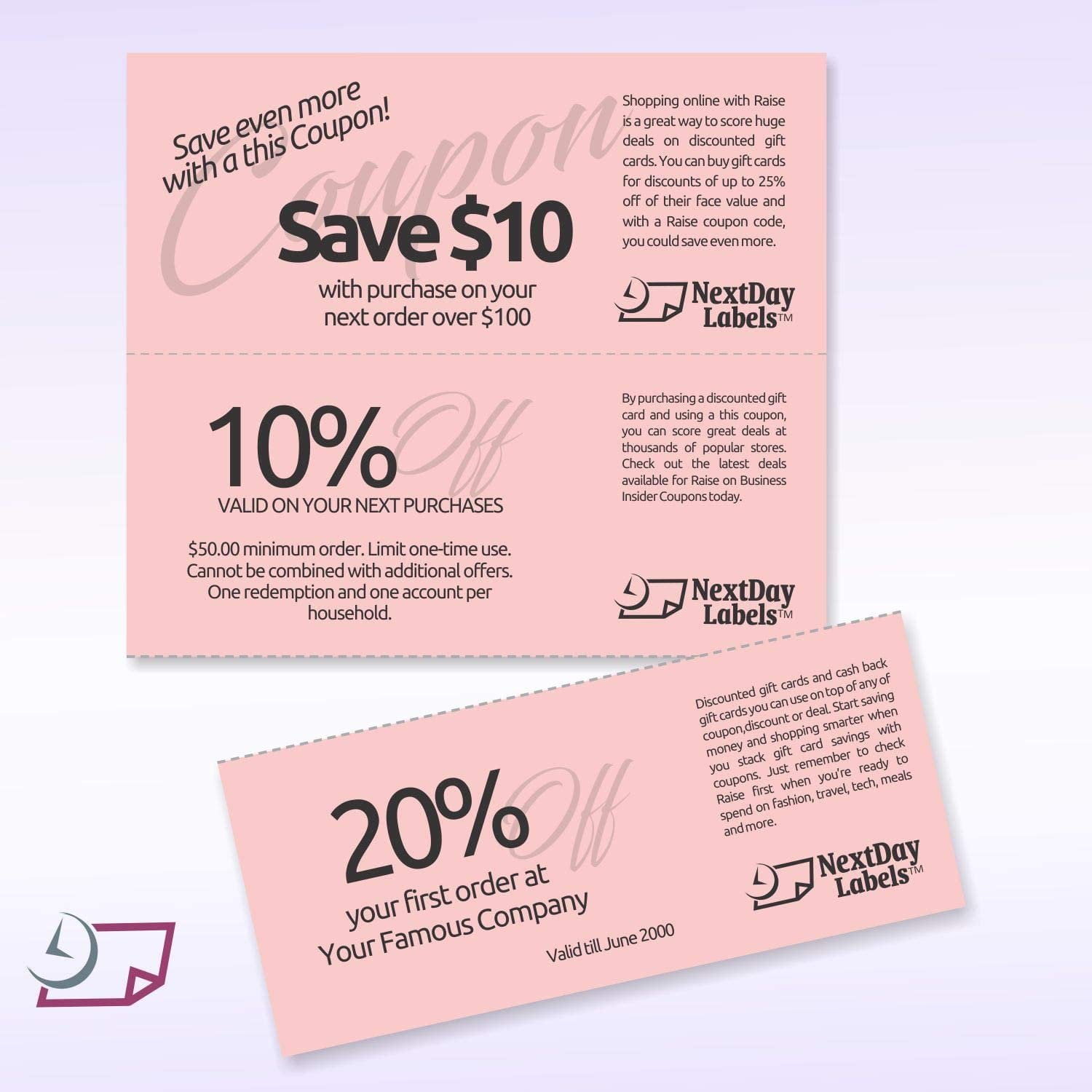 Pack of 500 Sheets, 8-1/2 x 11" Letter Size Perforated Paper Pink, Perf  3-2/3" and 7-1/3"