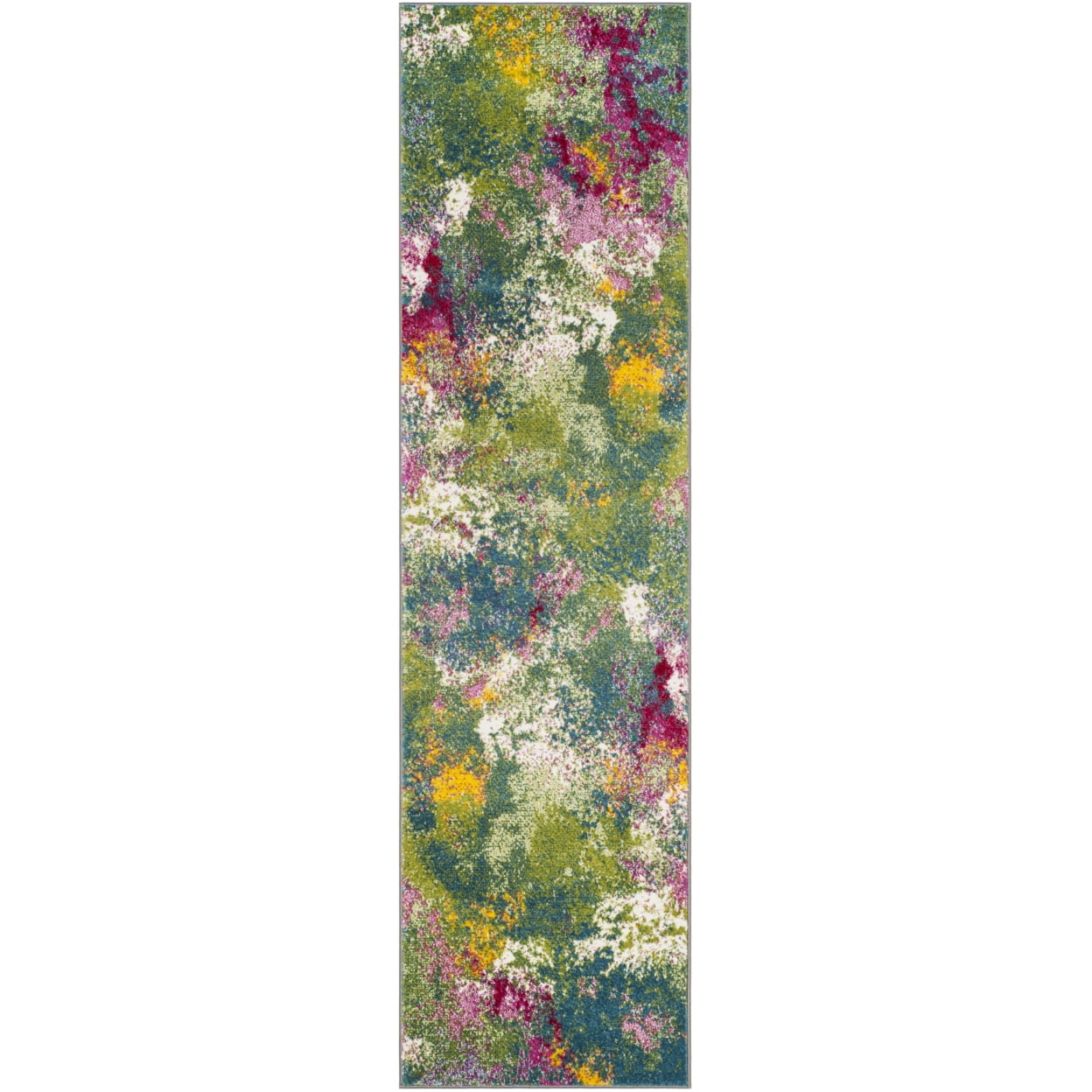 SAFAVIEH Watercolor Janie Abstract Colorful Area Rug, Green/Fuchsia, 5'3" x 7'6"