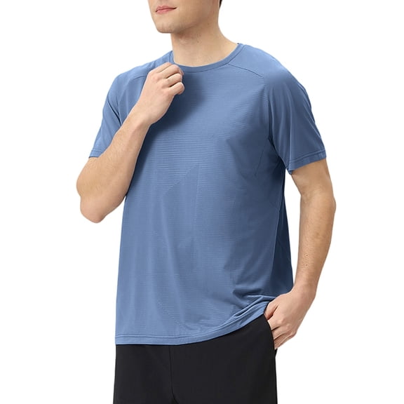 Texture Workout Shirts for Men Lightweight Crewneck Short Sleeve Quick Dry T-Shirts for Gym Athletic Running