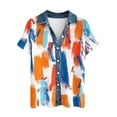 thumbnail image 5 of Ounisa Floral Printed Shirts for Women Casual Waffle Knit Short Sleeve Button Down Collared Tunic Tops Loose Fit Clothes, 5 of 5