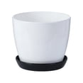 thumbnail image 2 of Liamobondopolis 3.3" White Self-Watering Planter with Black Saucer, Mini Automatic Pot for Succulents & Indoor Desk Plants, 2 of 6