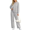 thumbnail image 3 of Cueply Lounge Sets for Women 2 Piece Outfits Sweatsuits Set Long Sleeve Wide Leg Pants with Pockets, 3 of 8