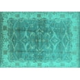 thumbnail image 1 of Ahgly Company Machine Washable Indoor Rectangle Oriental Turquoise Blue Industrial Area Rugs, 7' x 9', 1 of 4