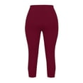 thumbnail image 4 of sovlvnd Womens Capris for Summer High Waisted Solid Color Capris Matching Slim Fitting Yoga Gym Pants Plus Size Capris for Women, 4 of 5
