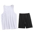 thumbnail image 3 of HVOBTTY Mens Comfy Pajama Set, Summer Pajama Set for Men, Men's Soft Casual Solid Color 2 Piece Sleeveless V Neck Tank Top and Shorts Elastic Waist Training Sport Pajama Sets Dark Gray, XXL, 3 of 4