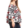 thumbnail image 3 of Sakkas Abree Off-shoulder Short Sleeve Blouse Top Ankara Wax Dutch African Print - 2288 Black/white - One Size Regular, 3 of 5