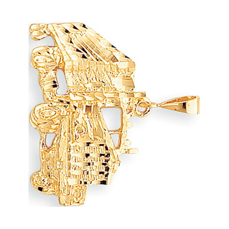 Leslies Fine Jewelry Designer 10k Yellow Gold Solid Diamond-cut Semi with Trailer (31x30mm) Pendant