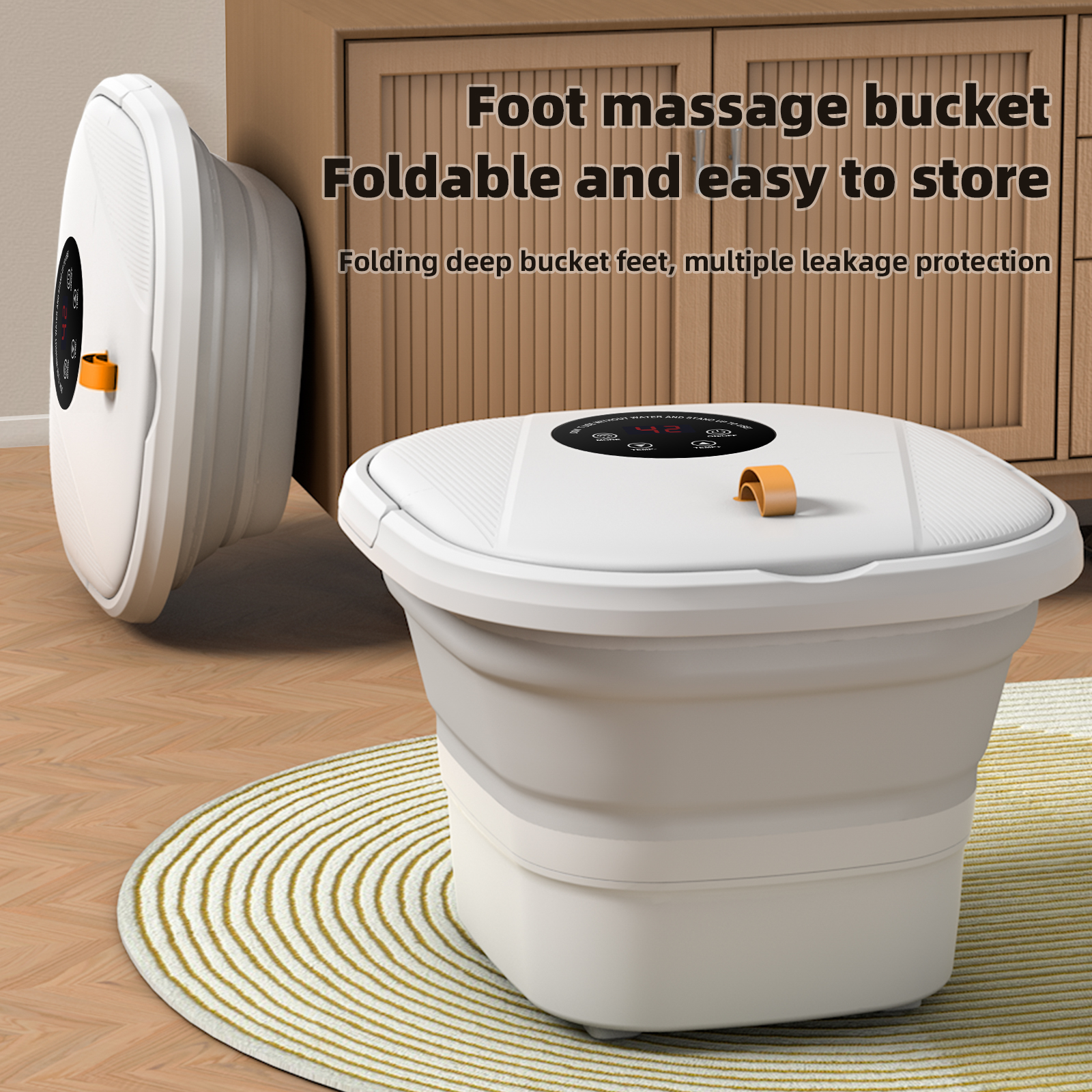 WERTYI Foot Spa Bath Massager with Heat, Bubbles and Red Light, 8 Massage Roller Pedicure, Foldable Portable Tub for Foot Soaker with Temperature Control, Gift For Mom/Dad/Women/Men