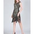 thumbnail image 4 of Sexy Beaded 1920 Flapper Theme Ball Performance Halloween Dress Ladies Black/Gold, 4 of 7