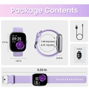 TOOBUR Smart Watch for Women, 1.83 Fitness Tracker Watch with Step Tracker/Pedometer/Sleep, IP68 Waterproof Smartwatch Calls Compatible iOS Android Lilac