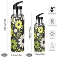 thumbnail image 2 of Yayeee 20oz Insulated Water Bottle Double Wall Stainless Steel with Flip Straw Lid, Green Flower Pattern, 2 of 7