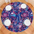 thumbnail image 2 of Bohemian Floral Pattern Fitted Tablecloth Round with Elastic 44 Inch Fits 38 to 42 Tables Easy Maintenance Cover Gatherings, 2 of 7