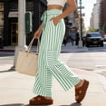 thumbnail image 7 of Lmueinov Women's Striped Wide Leg Pants Elastic High Waist Tie Knot Casual Flowy Palazzo Trousers with Side Pockets, S-3XL, 7 of 7