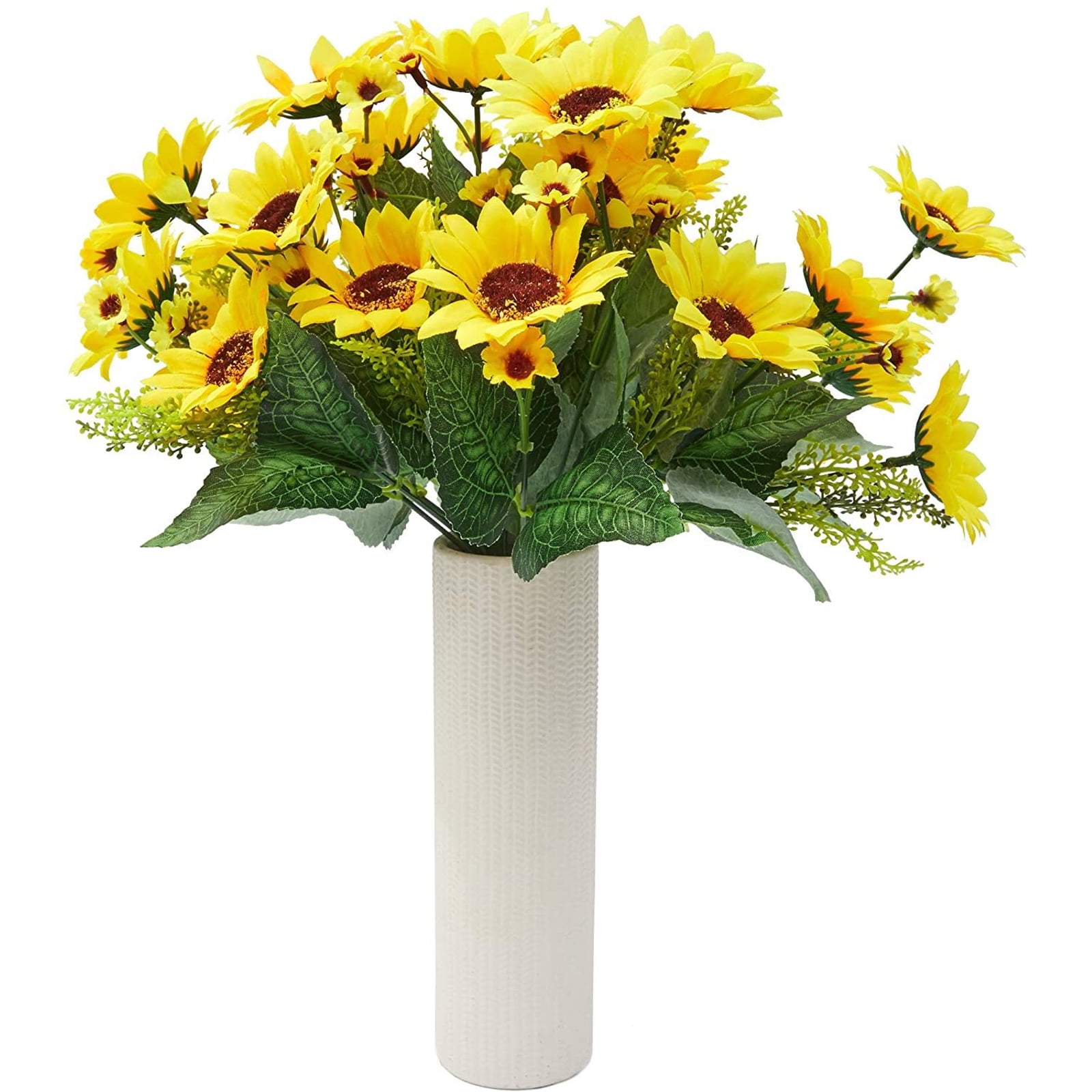 4 Bouquet Yellow Sunflowers Artificial Fake Flowers for Floral Home Decorations