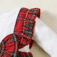 thumbnail image 6 of Kucnuzki Infant Baby Girl Romper 12-18 Months Ruffle Long Sleeves Bodysuit Bowknot Plaid Fake 2pcs Romper + Headband Red, 6 of 10