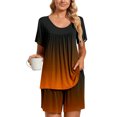 thumbnail image 2 of IROINNID 2PC Pajamas Set for Women Loose Short Sleeve Shirts with Comfy Shorts Gradient Sleepwear Pajamas Sets,Orange, 2 of 7