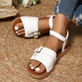 thumbnail image 2 of Women's Sandals Dressy Casual Summer Open Toe Buckle Ankle Strap Espadrilles Flatform Shoes Comfy Wedge Sandal White Women Sandal, 2 of 6