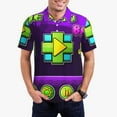 thumbnail image 2 of Lsque Geometry Dash Pattern Golf Shirts for Men Dry Fit Print Moisture Wicking Performance Short Sleeve Polo Shirt-Medium, 2 of 7