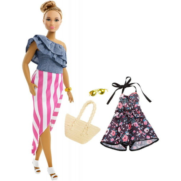 Barbie Fashionistas Doll Curvy With Blonde Updo And Accessories 