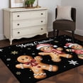 thumbnail image 3 of Gingerbread Black Area Rugs 4'x6', Washable Small Throw Rugs for Office Bathroom, Christmas Winter Snowflake Indoor Outdoor Rug Non-Slip Low Pile Carpet Runner Reversible Floor Mats, 3 of 8