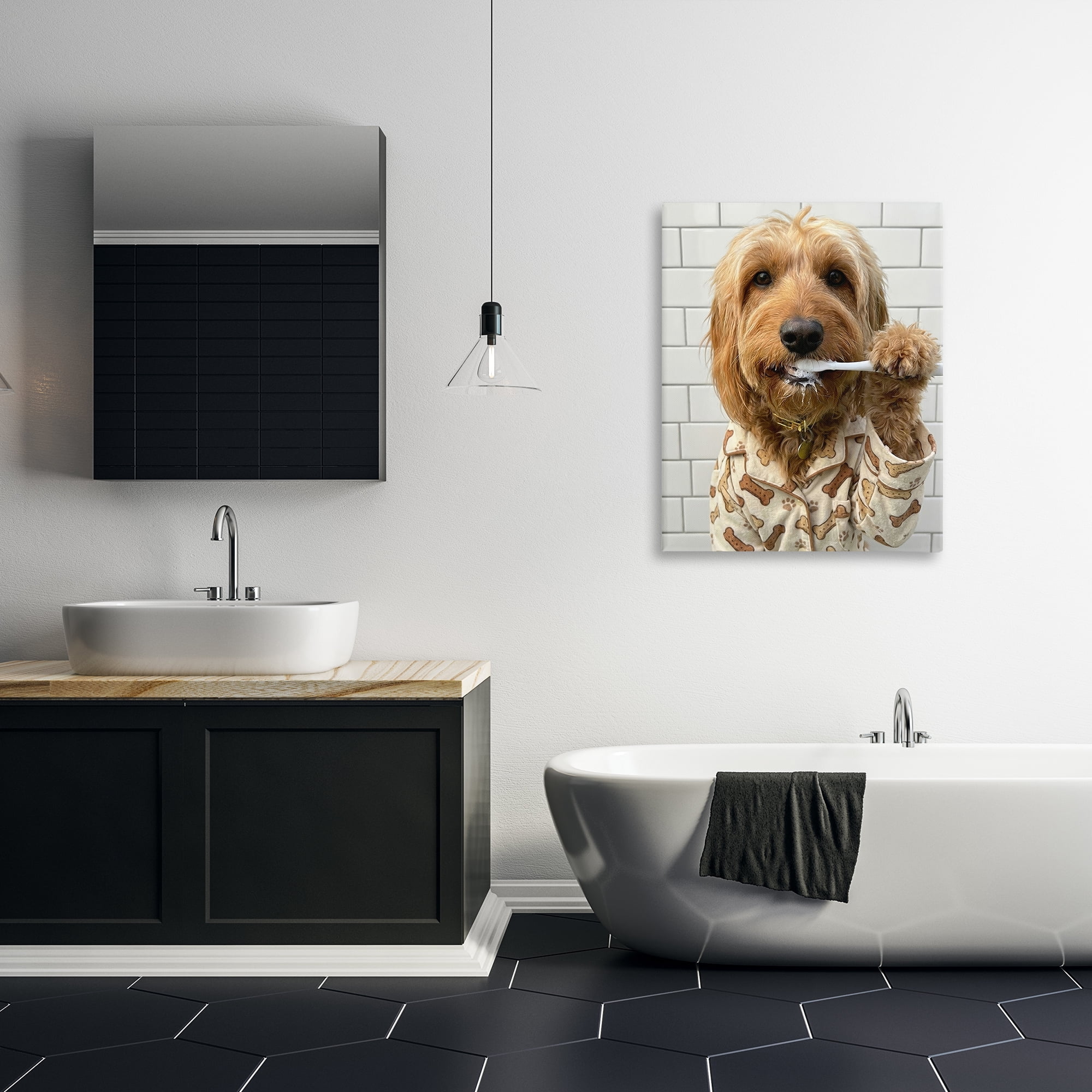 Stupell Industries Realistic Dog Brushing Teeth Canvas Wall Art, design by Abigail Walker