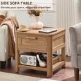 thumbnail image 4 of Set of 2 Farmhouse Nightstand with Charging Station for Bedroom, Rustic End Table with Drawer & Storage Shelf, Dark Wood, 4 of 8