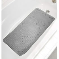 Grey Non-Slip Foam Bathtub Shower Mat With Suction Cups - 36" x 17"