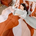 thumbnail image 4 of jejeloiu Modern Abstract Geometric 7-Piece Twin Bedding Sets,Red Orange Stripe Bedding Comforter Set For Girls Boys Reversible, 4 of 8