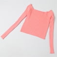 thumbnail image 4 of JDQJBZ Summer Womens Tops,Tops For Women Trendy Ruffle Slim Off Shoulder Crop Knit Long Sleeve Top For Spring Summer, 4 of 5