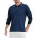 thumbnail image 4 of Camisa polo de golf de negocios de manga larga de ajuste regular para hombres, color sólido, azul marino, 4 of 6