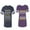 Men Navy / Women Purple, variant on Christmas King Queen Unisex Couple Matching Cotton Jersey style T-Shirt Contrasting stripes on sleeves (Men Navy / Women Black) (Men S / Women S)