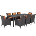 thumbnail image 2 of Modway Convene 9 Piece Outdoor Patio Dining Set in Espresso Orange, 2 of 7