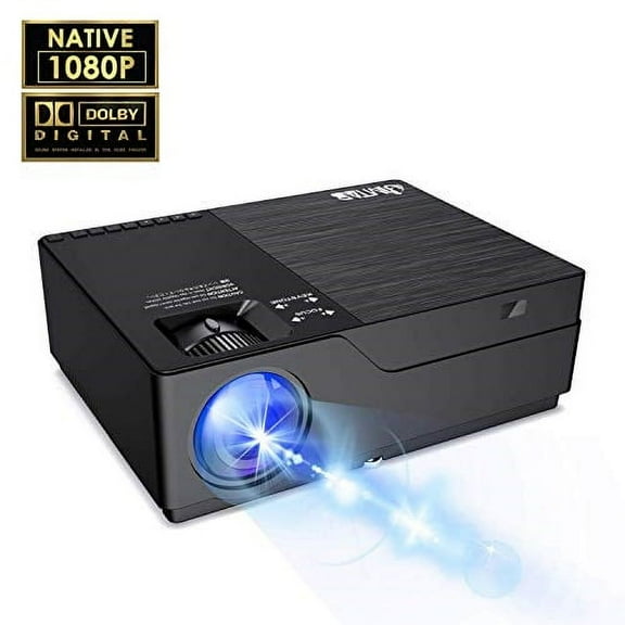 jimtab m18 native 1080p led & video projector, 4500 lux hd projector with 300"display support av,vga,usb,hdmi, compatible with xbox,laptop,iphone and android for academic display (dark star)