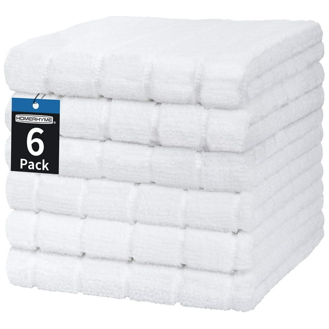 Toallas de mano HOMERHYME de microfibra blanca, paquete de 6 unidades, 25 x 15 cm