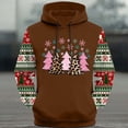 thumbnail image 3 of Plus Size Mens Christmas Hooded Xmas Tree Elk Print Color Block Long Sleeve Sweatshirt with Kangaroo Pocket, 3 of 4
