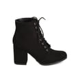thumbnail image 2 of Qupid GK00 Women Faux Suede Lace Up Chunky Heel Bootie, 2 of 5