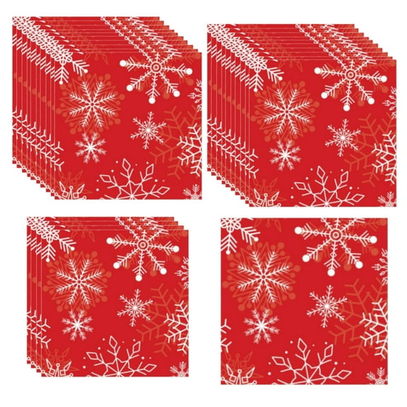 Christmas Snowflake Napkins Disposable 50Pcs Red Winter Wonderland Snowflakes Napkins Luncheon Dinner Hand Napkin Towel for for Xmas Winter Holiday New Year Birthday Party Christmas Decorations