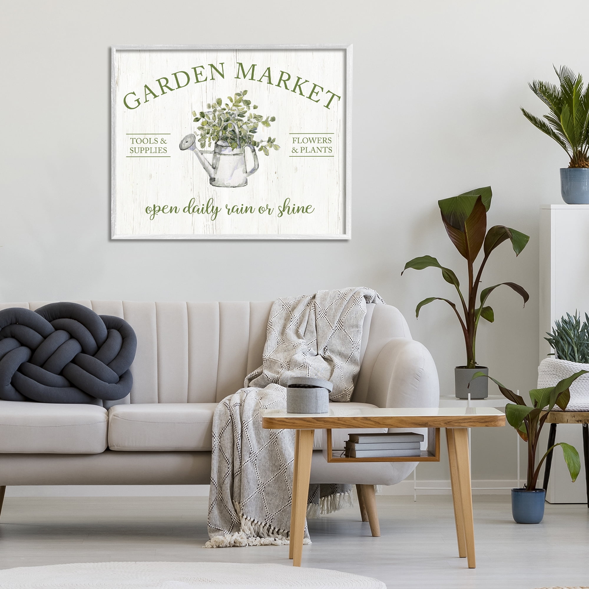 Stupell Industries Open Daily Garden Market White Framed Giclee Art, design by Sally Swatland