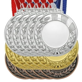 Crown Awards Cheerleading Medals - 10 Pack, 2 Inch Gold Medals With Red White Blue Ribbons